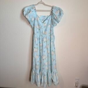 LoveShackFancy x Target Estelle Floral Puff Sleeve Midi Dress Cottagecore Sz 12